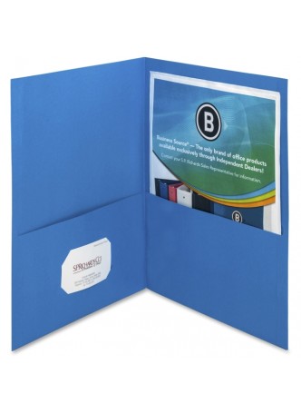 Letter - 8.50" Width x 11" Sheet Size - 125 Sheet Capacity - 2Inside Front & Back Pockets - Paper - Blue - Recycled - 25 / Box - bsn78491